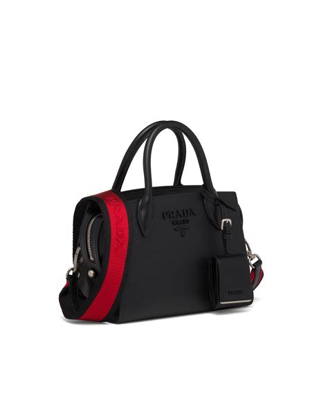 Black Prada Monochrome Saffiano And Leather Bag 